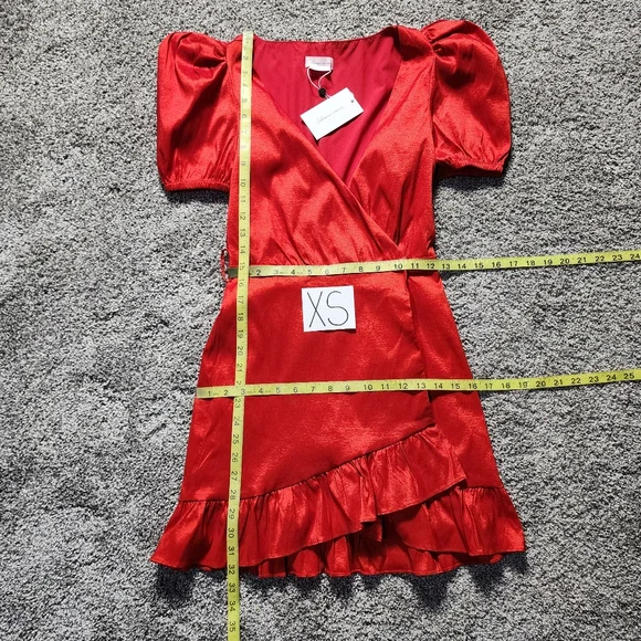 NEW Lovers + Friends Red "Ella" Mini Wrap Dress - Picture 10 of 16